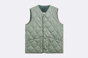 Taion Unisex Military Button Crew Neck Down Vest Dark Sage Green